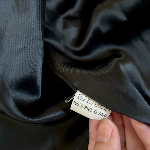 VINTAGE LEATHER BLAZER oversized jacket 100% sheepskin leather black O/S - Picture 10 of 13